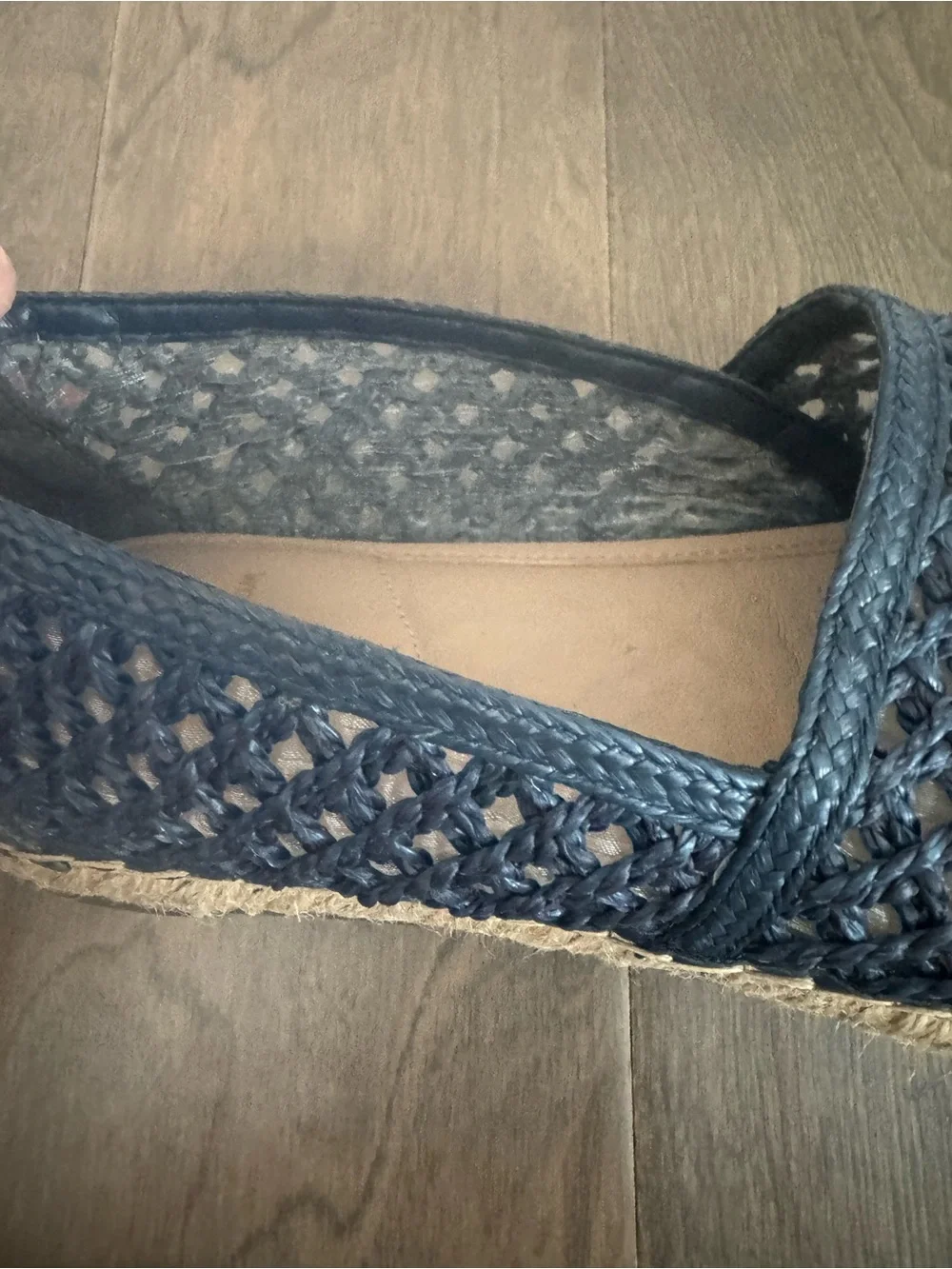 Sam Edelman Navy Blue Espadrille Flats with Gold Logo